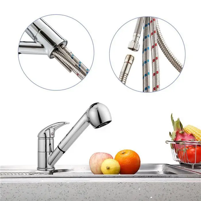 Смеситель для кухни серебряный с одной ручкой кухонный кран одним отверстием