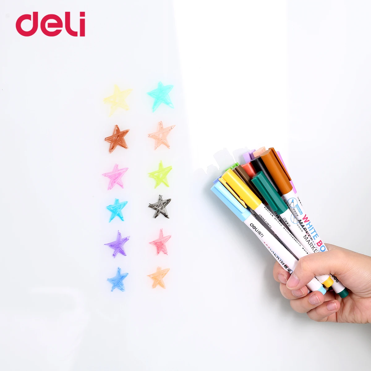 

Deli 12Pcs Magnetic Whiteboard Pen,Drawing and Recording Magnet Erasable Dry White Board Markers For Office School Supplies