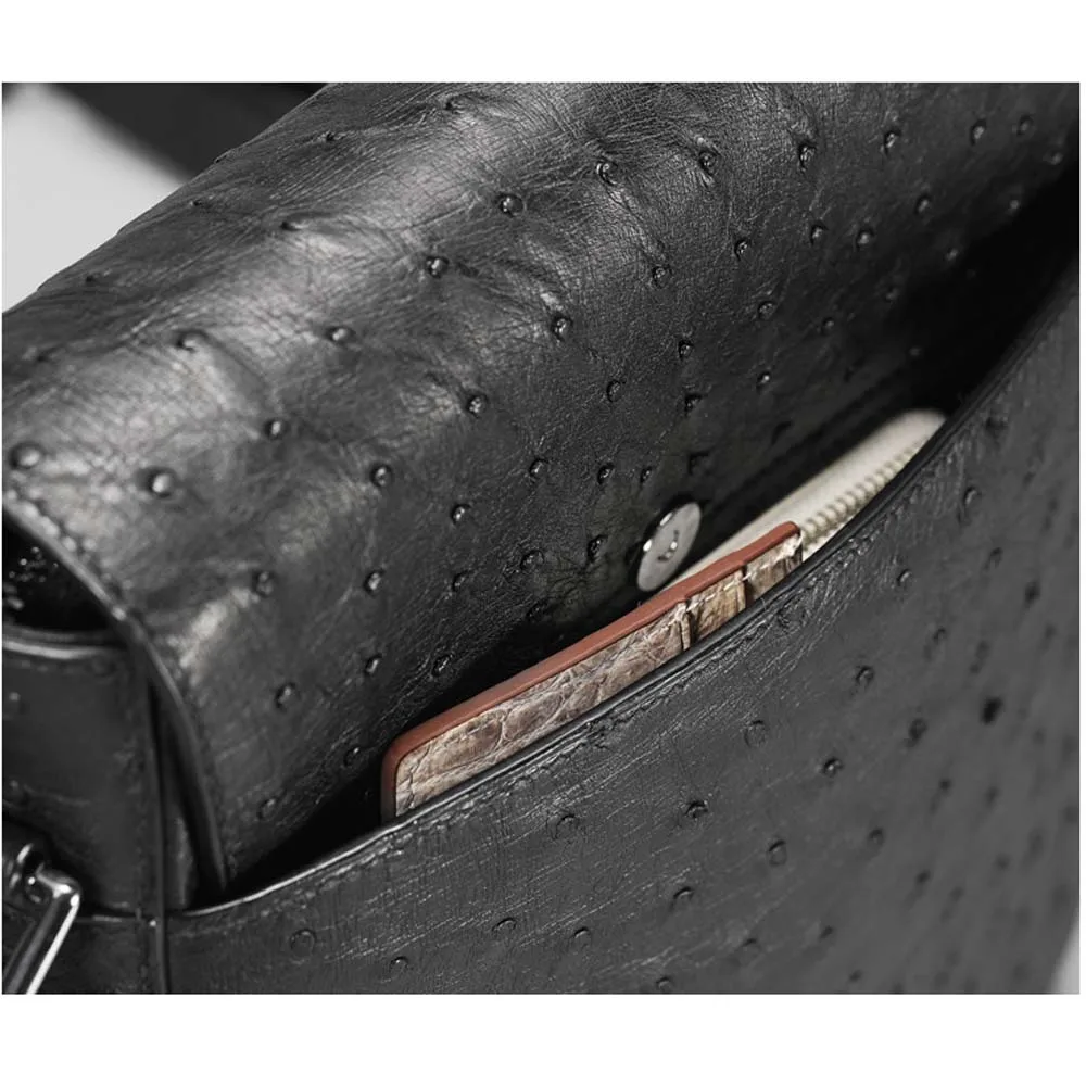 

cestbeau South Africa import Ostrich leather With cover Single shoulder bag male Ostrich leather multi-function men bag
