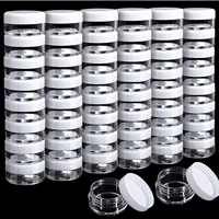 50pcs cosmetic containers 5 gram clear round pot jar plastic sample container with lid for eye shadow cream make up storage
