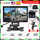 Проводной TFT ЖК-монитор QPLOVE 7 дюймов, камера заднего вида с двумя треками, монитор для парковки грузовика, автобуса, система заднего вида