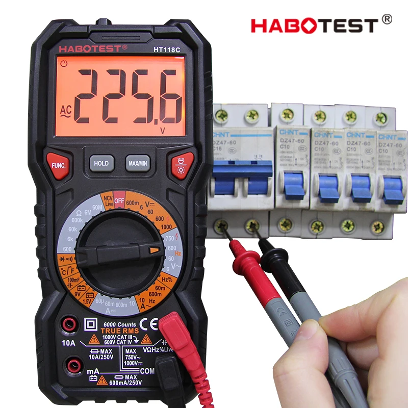 Habotest HT118C 6000 отсчетов Цифровой мультиметр мультитестер мульти тестер Транзистор