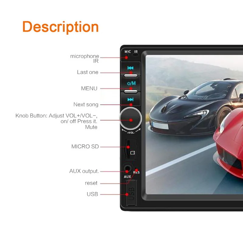 2 DIN Radio 7 Inch Touch Screen USB TF FM AUX Car Stereo MP5 Player with Parking Camera Bluetooth best price Mirror Link | Автомобили и