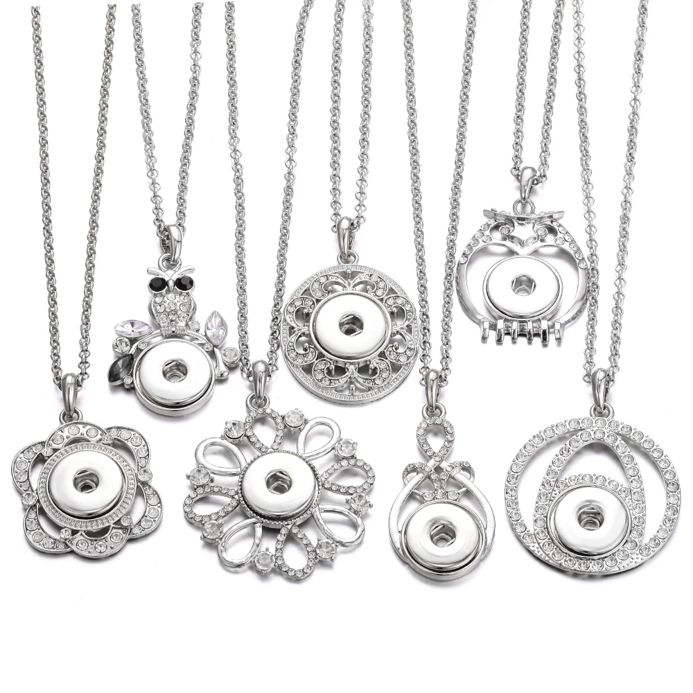 Новые ювелирные ожерелья с кнопками хрустальные стразы цветок Сова 18 мм ожерелье