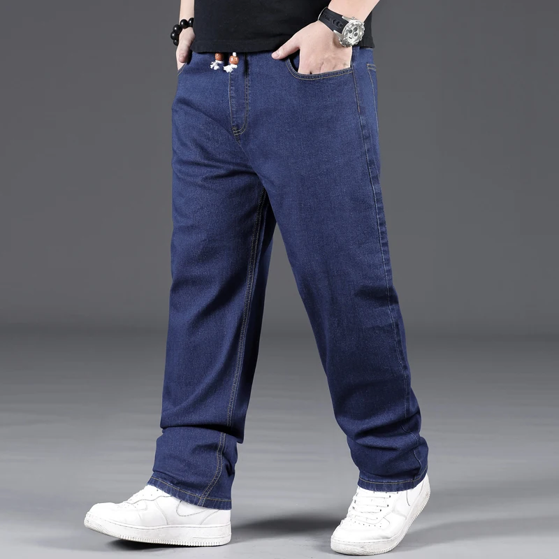 Mens Hip Hop Stretch Oversize Jeans Men's Loose Fit Jeans Trousers 5XL 6XL 7XL Big Men Baggy Jeans Homme
