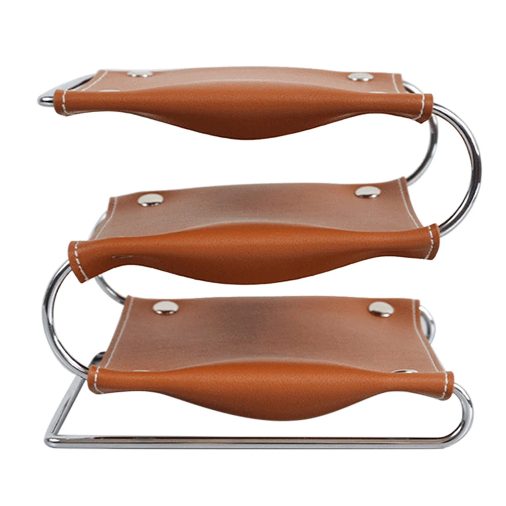 

3-ярусный кожаный поднос с железным покрытием, прочный домашний практичный стеллаж для хранения, прочный многофункциональный настольный ор...