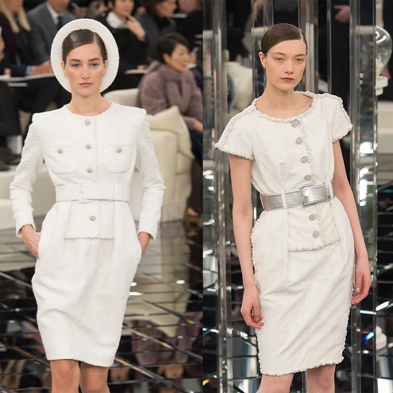 Pearlsilk белая серебристая твидовая ткань осенняя куртка платье костюмы для шитья