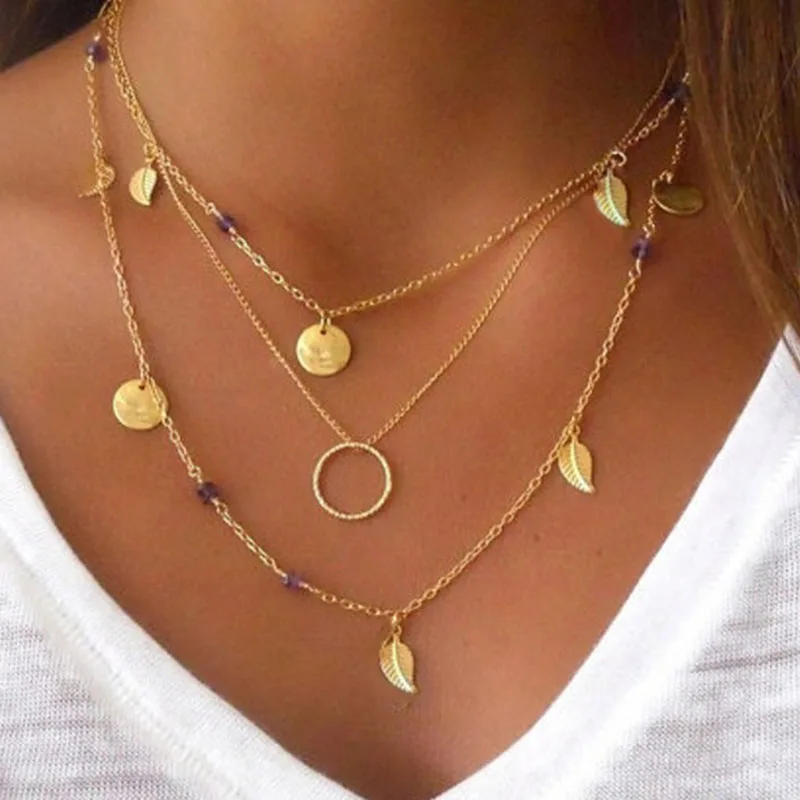 EDS женское ожерелье с кулоном индийское модное ювелирное изделие многослойное