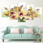 Модная Настенная картина, 5 панелей, горячая Распродажа, современная картина с желтыми цветами, абстрактная домашняя Настенная картина, рисунок на холсте, художественные принты, Орхидея
