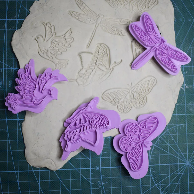 4 шт. Стрекоза бабочка Орел шаблон Керамика инструменты тиснение пресс штамп DIY