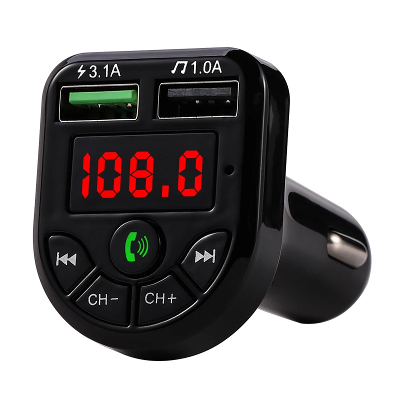 

Elistooop FM Transmitter Bluetooth 5.0 Car Kit LED Display Dual USB Car Charger 3.1A 1A 2 Port USB MP3 Music Player TF/U Disk