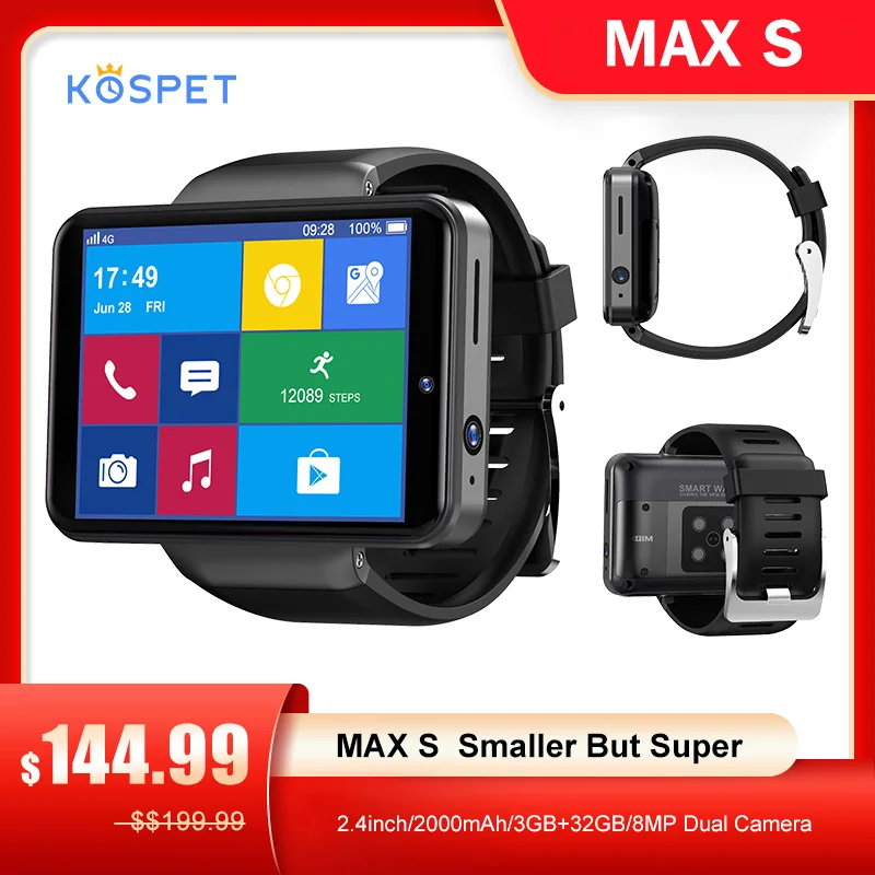 Смарт часы Ticwris Max S 4G Android для Xiaomi мужские смарт с пульсометром фитнес браслет IP67