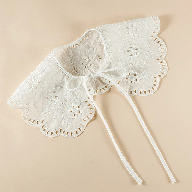 

Белая Шаль, накидка на куклу, искусственный воротник, ажурная вышивка, ожерелье с цветочными листьями, съемная половинная рубашка, лацкан, б...