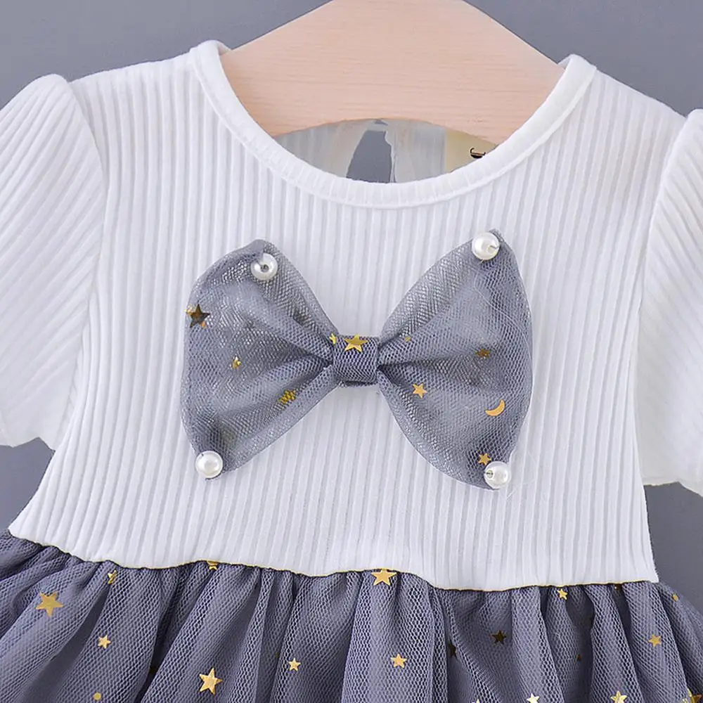 Фатиновое платье с короткими рукавами и блестками для маленьких девочек летнее