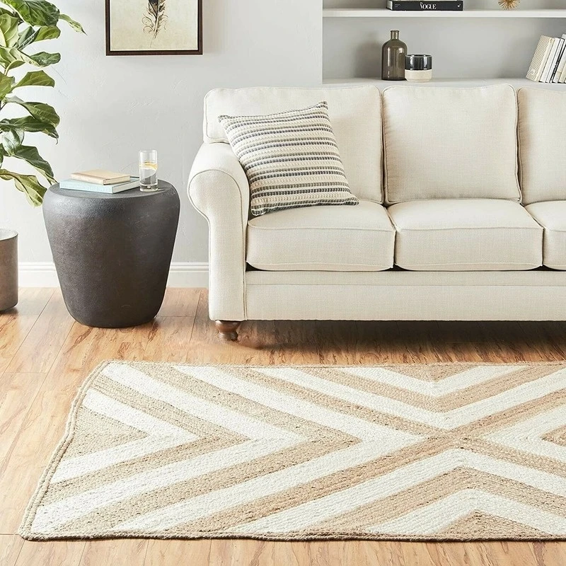 

Rug 100% Natural Jute Braided Style Reversible Rug Modern Home Living Area Carpet Rug