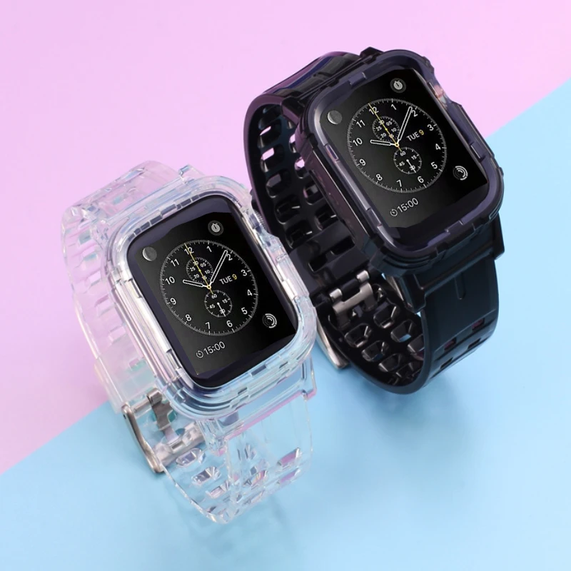 Горячий продавать прозрачный ремешок для Apple Watch серии 1 2 3 4 5 резиновый чехол Iwatch 38