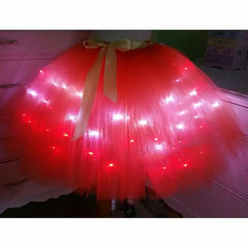 

K3NF Женская светильник слойная Тюлевая юбка-пачка светодиодный атласной лентой и бантом