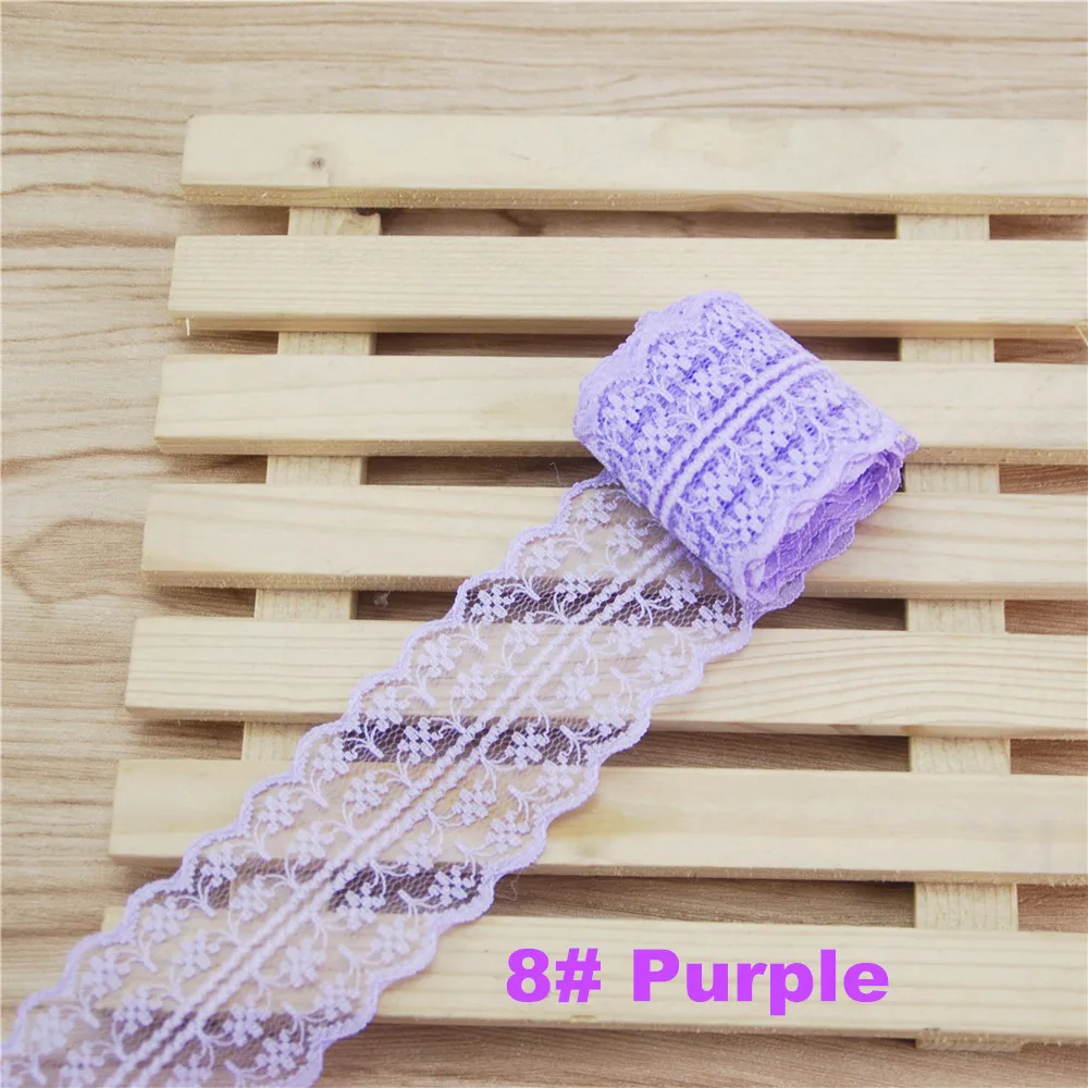 Purple FASMILEY 45 мм кружевная отделка из полиэстера Grosgrain кружевная лента Цветочная отделка разноцветная лента 10 ярдов L133-2 - Цвет: Purple