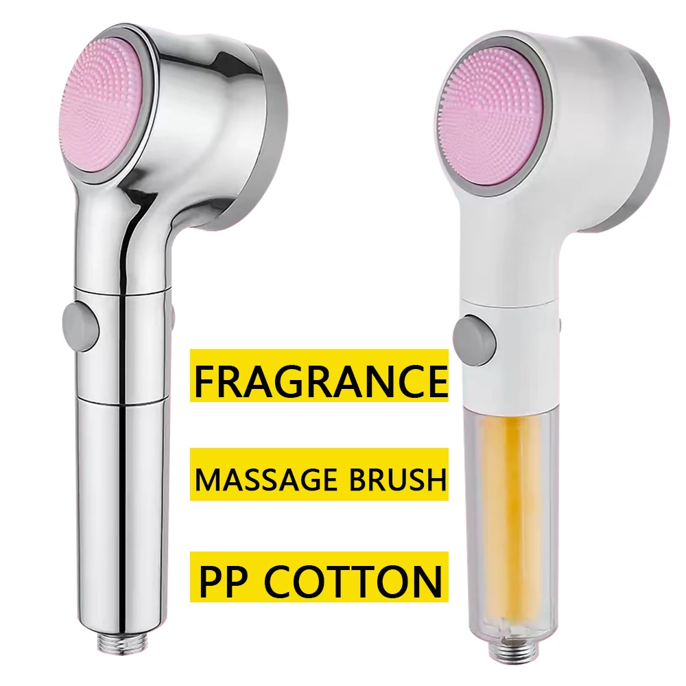 

Pressurized Shower Head High Pressure Massage Brush Rain ShowerHead PP Cotton Filter For Water VC Sprayer Bathroom SPA Nozzle