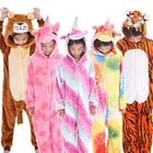 Детская Пижама с единорогом, детская Фланелевая пижама, комплект одежды для сна с животными для мальчиков и девочек, зимняя Пижама для мальчиков 4, 6, 8, 10, 12 лет