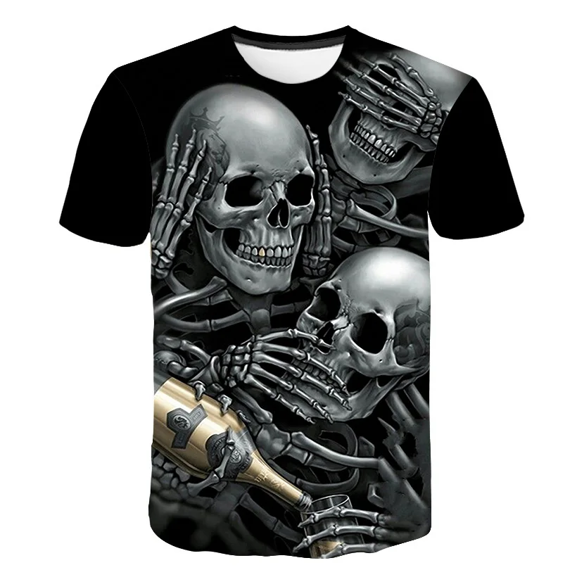 

2021 summer 3DT shirt ladies men skull graphic T-shirt printing Peking Opera casual T-shirt short-sleeved streetwear gothic top