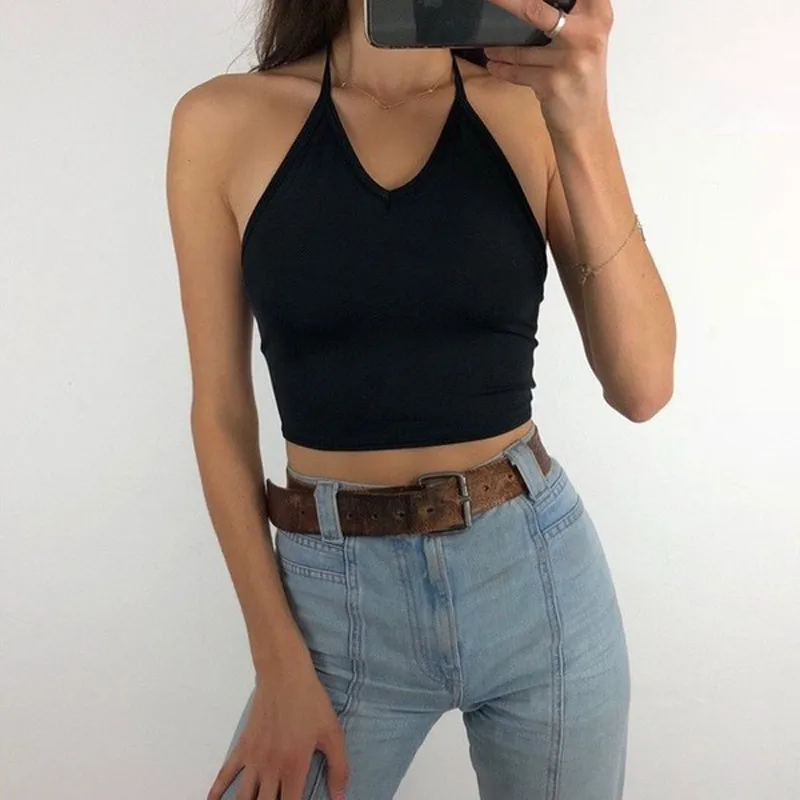 Модный женский летний Повседневный жилет без рукавов сплошной цвет бюстье майка