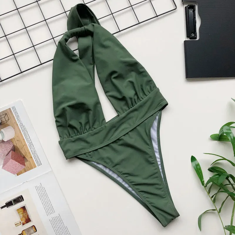 В-х сексуальный слитный купальник на одно плечо одна деталь выдалбливают