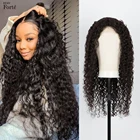 Парик с глубокой волной, фронтальные парики, прозрачные кружевные парики, влажные и волнистые, глубокие вьющиеся фронтальные парики из человеческих волос, T-образные бразильские парики с глубокой волной