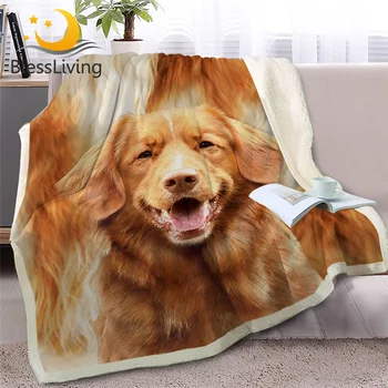 BlessLiving Hound Dog Throw Blanket 3D Fur Print Sherpa Fleece Soft Bed Blanket Brown Animal Plush Bedspread 150x200cm Bedding 1