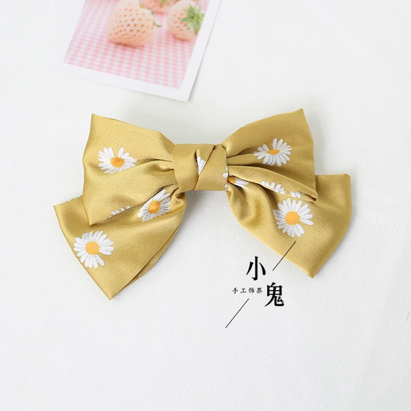 

Hand made Japanese Multicolor super Big Sweet Cute daisy Bowknot Mori Girl Horsetail clip Elegant Side clip Headdress Props
