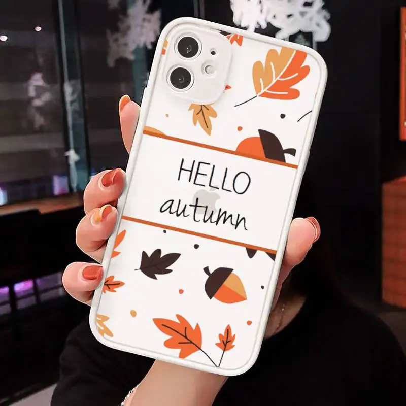 

Pumpkin happy Fallen leaves Phone Cases matte transparent For iphone 7 8 11 12 plus mini x xs xr pro max cover