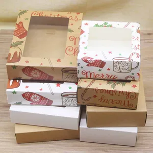 Оконная коробка 10 шт., 22x16x6 см, большой размер, сделай сам, рождественские подарки, бумажная упаковочная коробка, крафтбелый цвет, конфеты, модные коробки посылка вочная коробка
