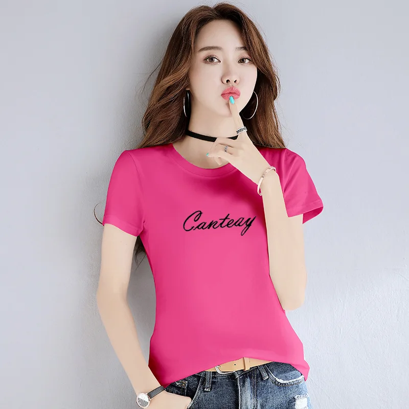 

Fashion Logo Printing T Shirts multi Women's Short Sleeve Fashion 100% cotton Female T-Shirts