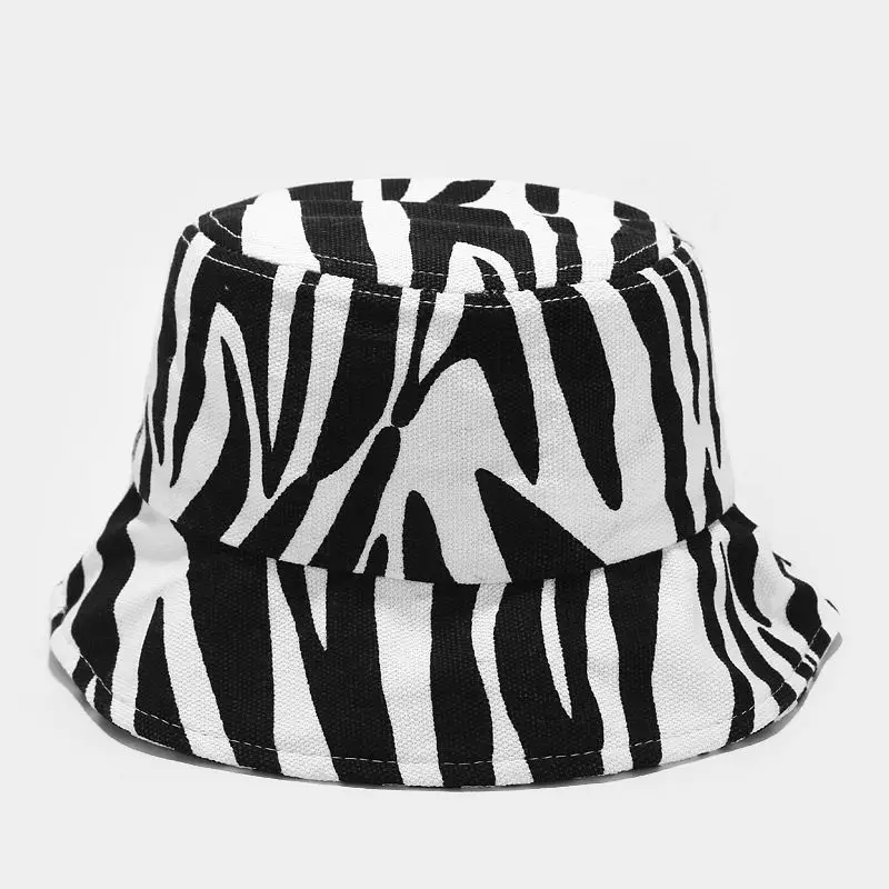 

Summer Bucket Hat Women Canvas Zebra Pattern Sun Hats Lady Pure Color Panama Fedoras Outdoor Fisherman Hat Visor Basin Cap