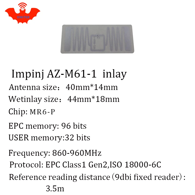 Фото UHF RFID-метка EPC 6C, наклейка Impinj MR6P, влагостойкая этикетка 915 МГц/868 МГц/860-960 МГц, 44*18 мм, бесплатная доставка, пассивная RFID-метка с клейкой основой №2