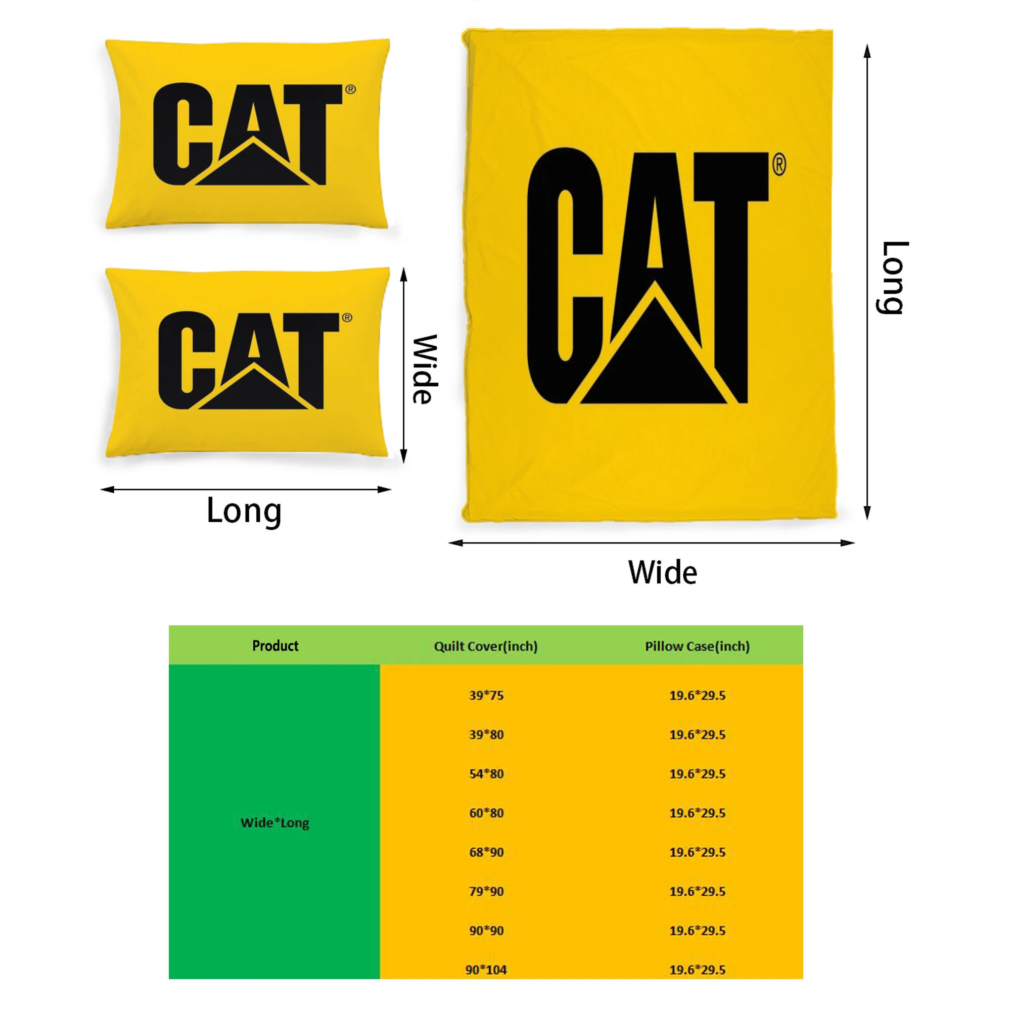 

Caterpillar Printed Bedding Set Pattern Printing Polyester Quilt Cover Set 3 Pieces Quilt Cover Pillow Cover Set