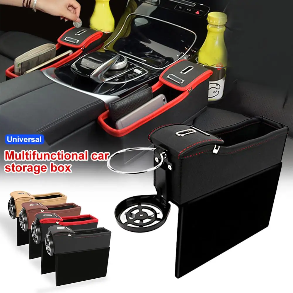

Car Seat Crevice Storage Box Cup Drink Holder Organizer Auto Gap Pocket Stowing Tidying For Phone Pad Card Coin Case Accessories