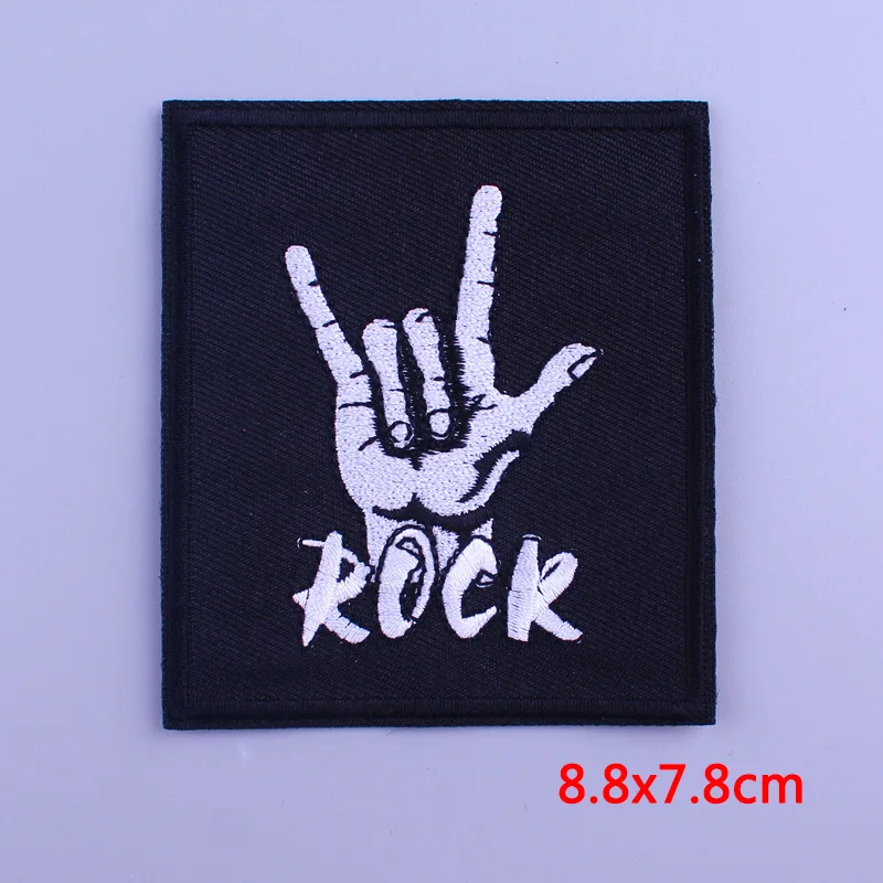 

Punk Skull Patch Rock Hippie Patches Embroidered Iron On Patches For Clothes Jacket Appliques For T-shirt Badges Letter Patch