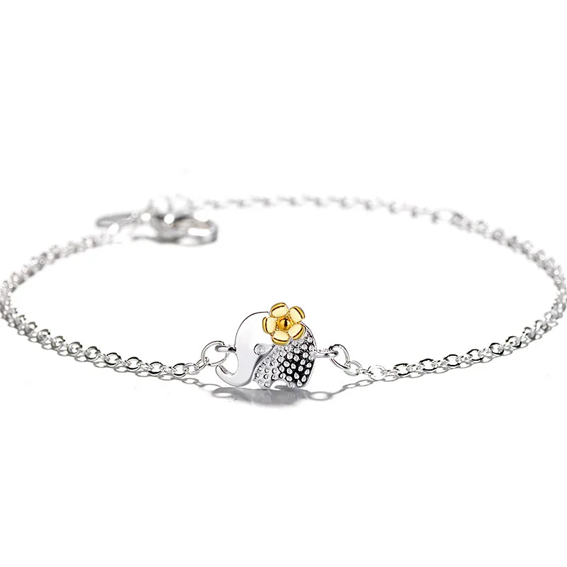

Wholesale Silver Elephant Bracelets 925 Hand Chain Bracelet For Women Shool Girl Kids Jewelry Christmas Gifts