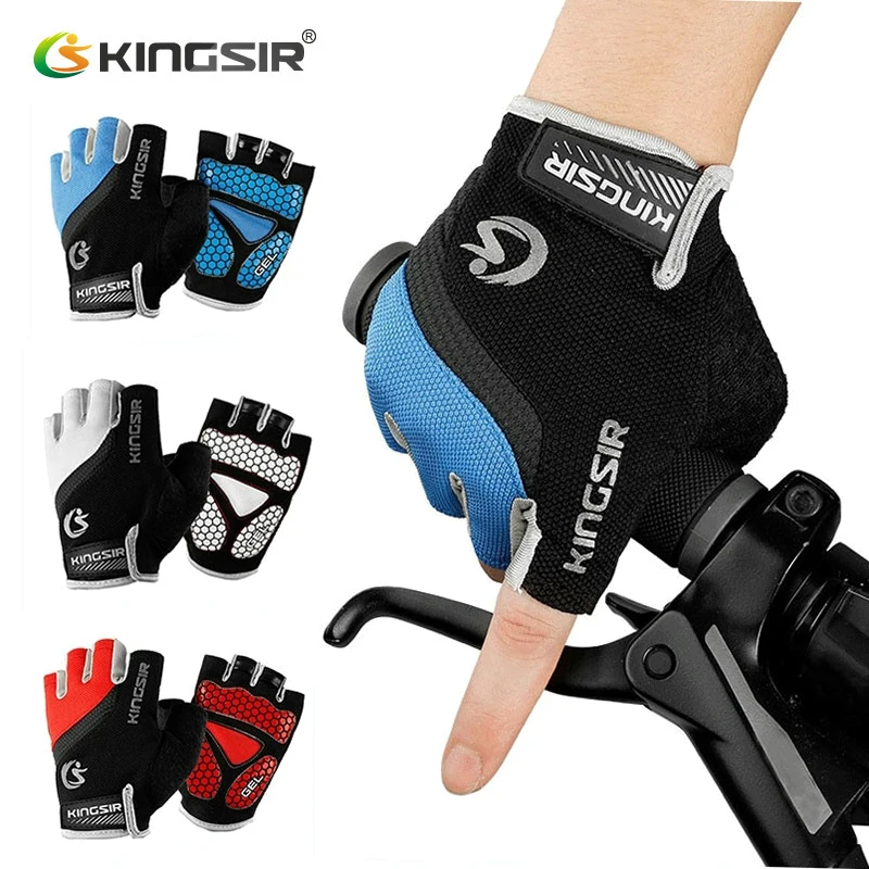 KINGSIR перчатки на пол пальца Для мужчин женщин летние спортивные MTB велосипедные с
