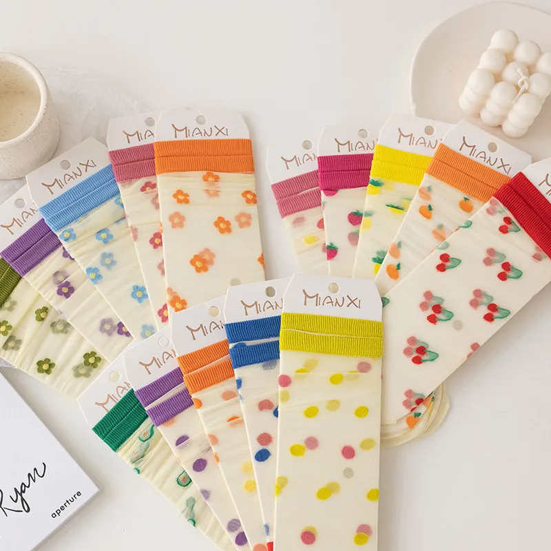 Носки женские шелковые с кристаллами 4 пары | Женская одежда