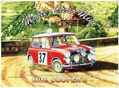 PixDecor Mini Cooper S металлическая вывеска Монте-Карло для вечерние Бар Ретро Винтажные
