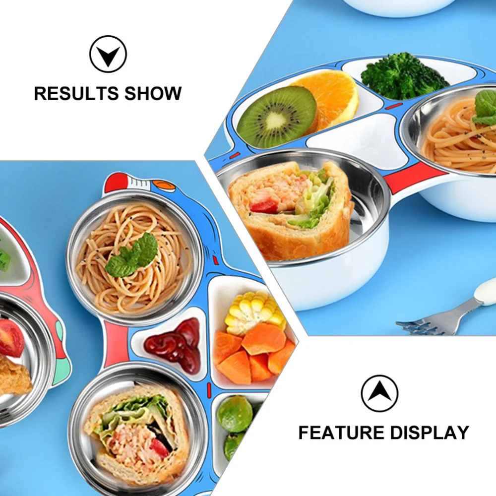 

1Pc Stainless Steel Children Plate Creative Cartoon Car Shape Kids Divided Plate