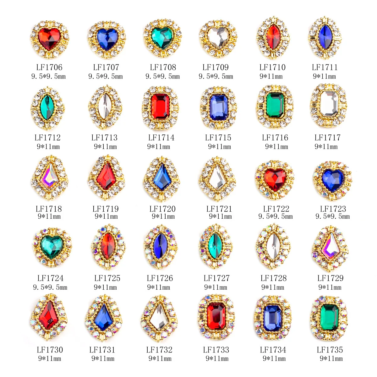 

10pcs 4D Rhinestones Nail Art Decorations with Red Green Sapphire Crystal Diamond Design Cat Eye Stones Manicure Accessories