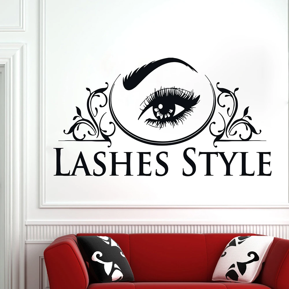 

Eye Eyelash Wall Decal Vinyl Beauty Salon Window Decor Woman Face Lashes Style Wall Stickers for Beauty Salon Decor Poster Z826