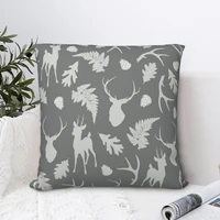 deer grey forest square pillowcase cushion cover cute home decorative polyester pillow case car nordic 4545cm