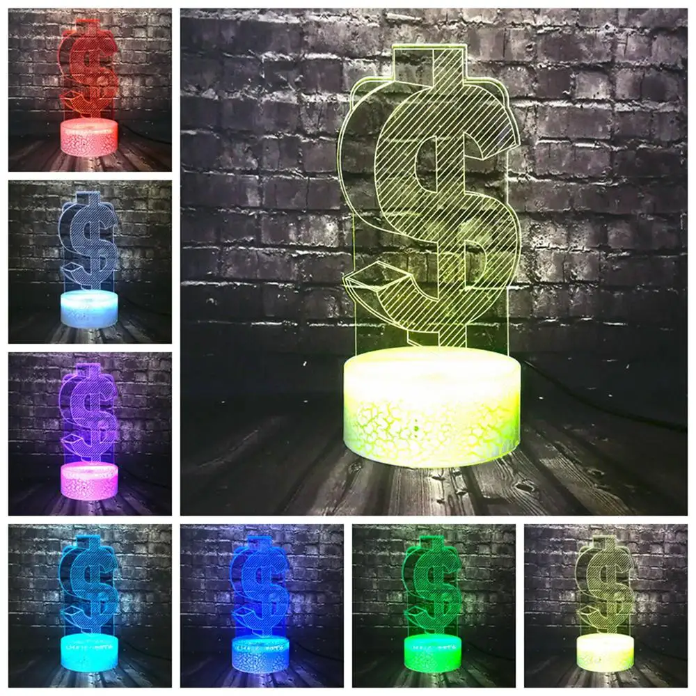Бесплатная доставка Новый 3D доллар наличные модель светодиодный светильник