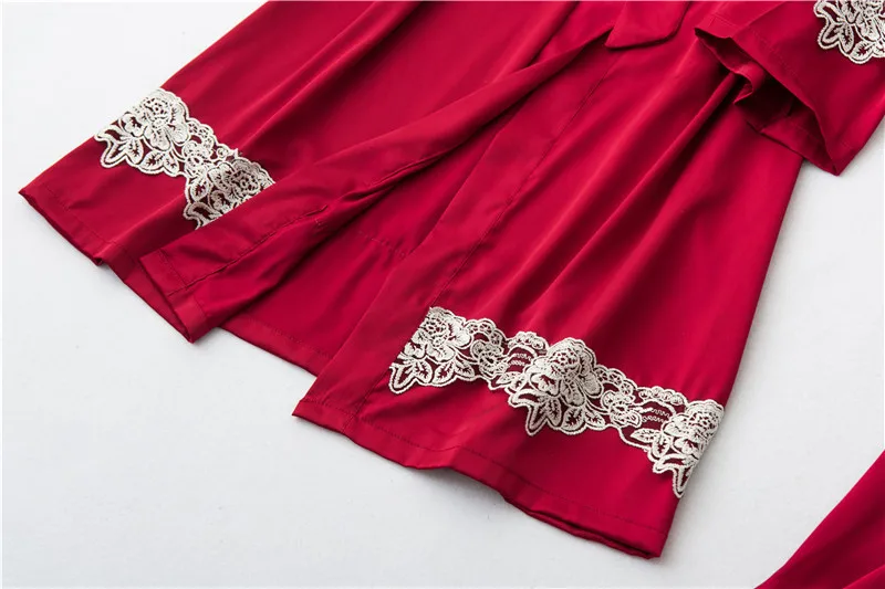 Женская пижама Daeyard шелковый халат и шорты на бретельках комплект из 4 предметов