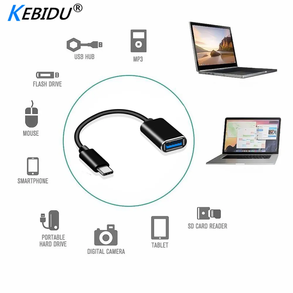 Кабель адаптер kebidu USB 3.0 Type C папа для передачи данных OTG подходит Samsung Sony HTC Xiaomi
