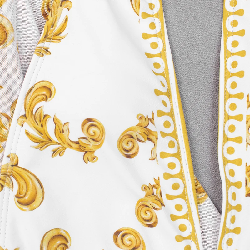 

Sexy deep v neck swimsuit Print one-piece suit 3 pieces mesh swimwear women High cut beachwear Plus size Bathing suit Monokini